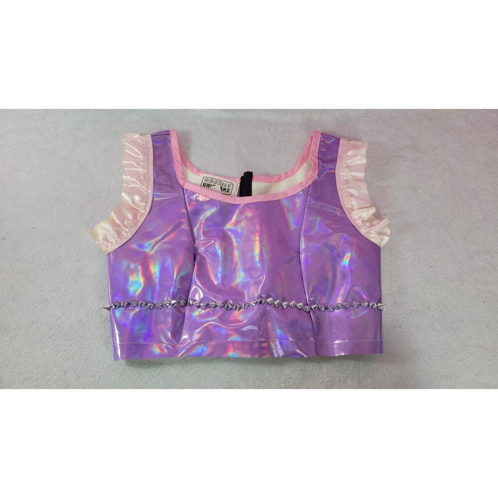 Holographic Spiked Crop Top RARE Cosmic Unicornz Rave Festival Vinyl Small